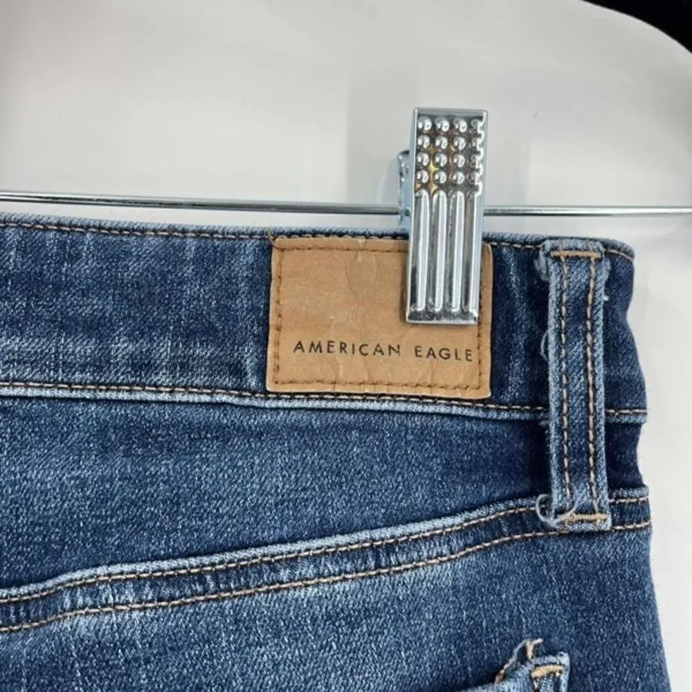 American Eagle Women's Distressed The Dream Jean‎ High Rise Jeggings Blue Size 0